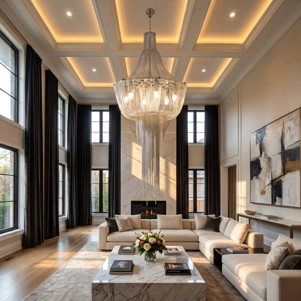 Luxury ceiling chandelier for upscale American home interiors
