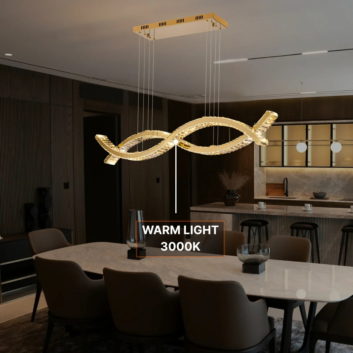 LED wave pendant light
