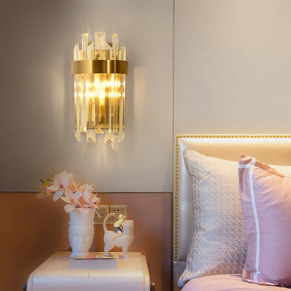 gold crystal wall sconce
