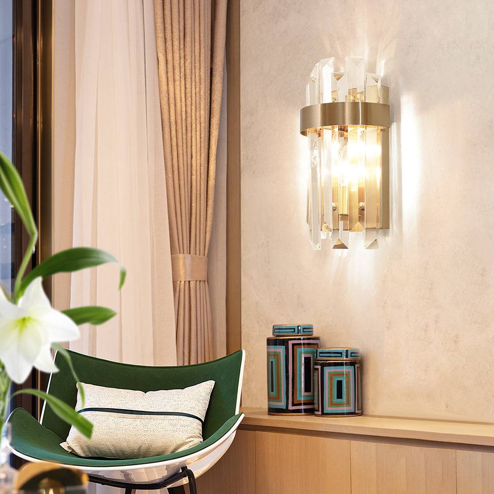 Lgnis Sconce-Modern Brushed Gold Crystal Wall Lights