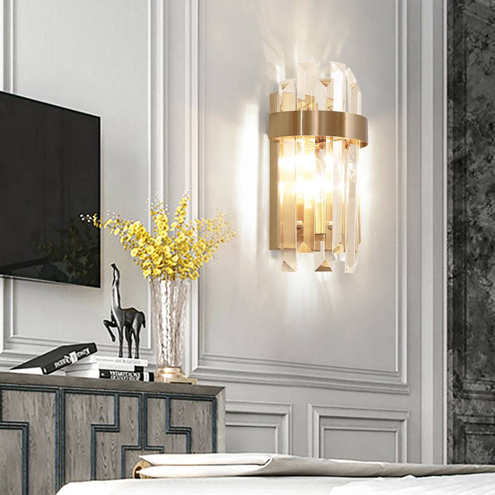 Lgnis Sconce-Modern Brushed Gold Crystal Wall Lights