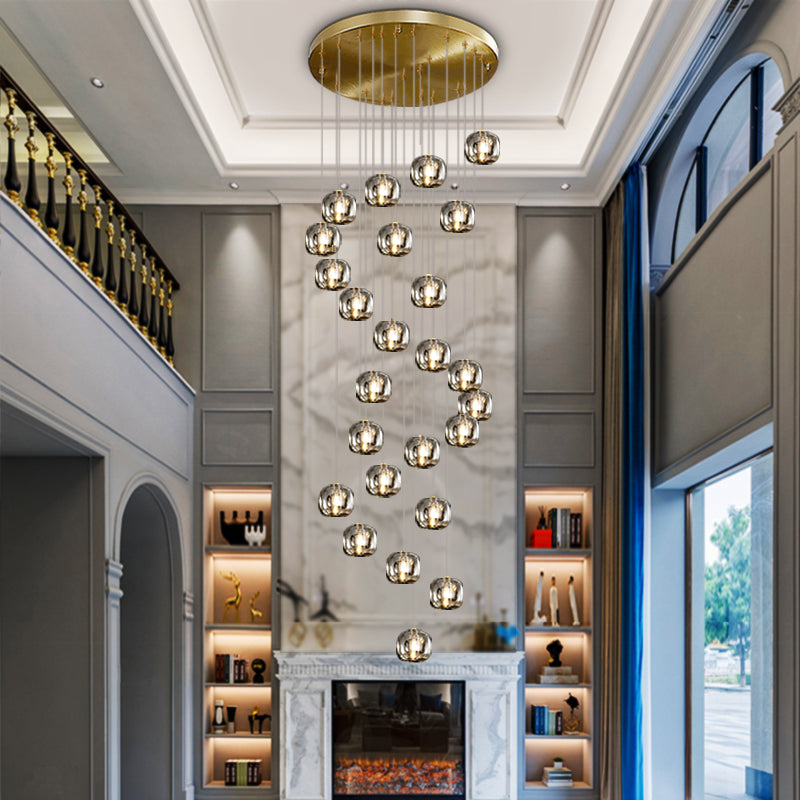 Liora Chandelier-Long Classy Crystal Globe Chandelier For High Ceiling