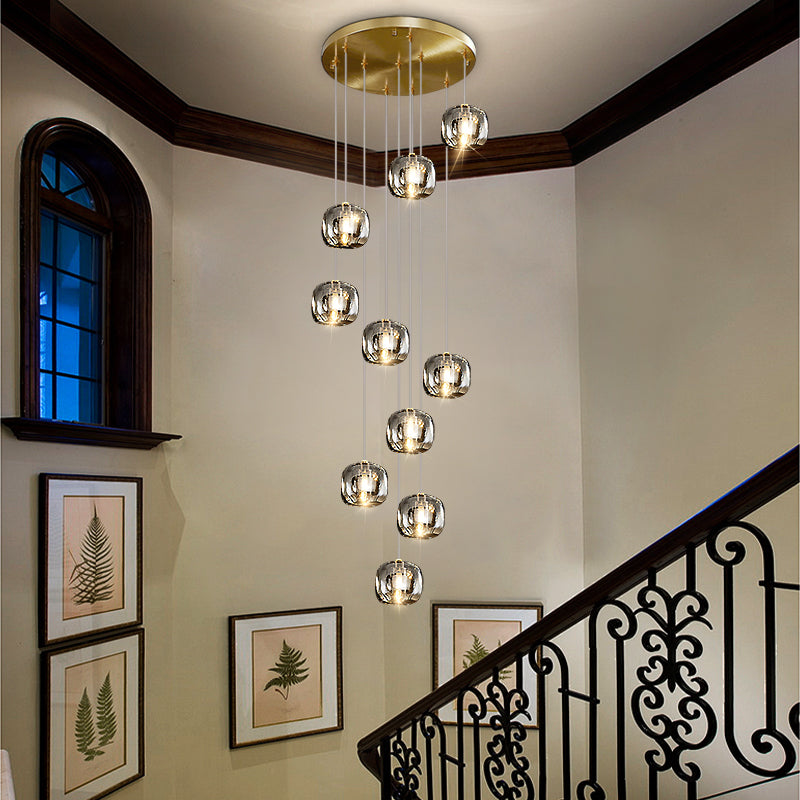 Liora Chandelier-Long Classy Crystal Globe Chandelier For High Ceiling