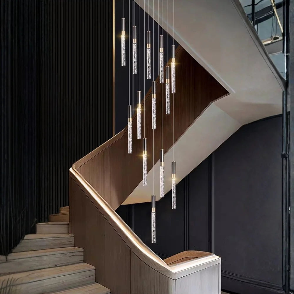 long hallway led chandelier