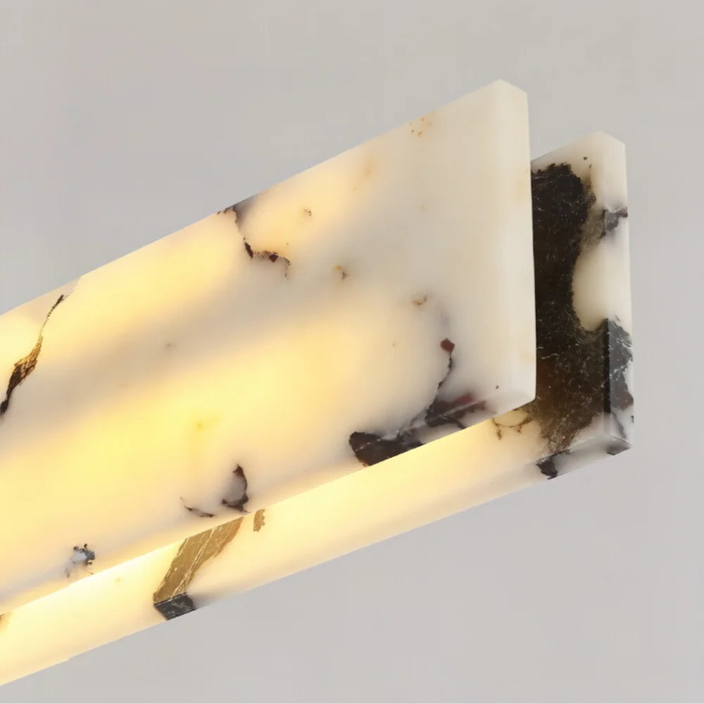 Litha LED Linear Pendant Light with Bulgari Stone for Dining Room