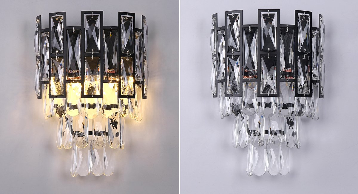 Luxor Sconce - Modern Home Decor Crystal Wall Lamp For Bedroom Real Shot