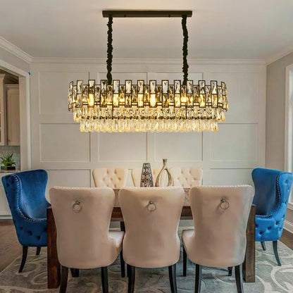 black chandelier dining room