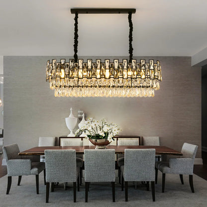 black chandelier dining room