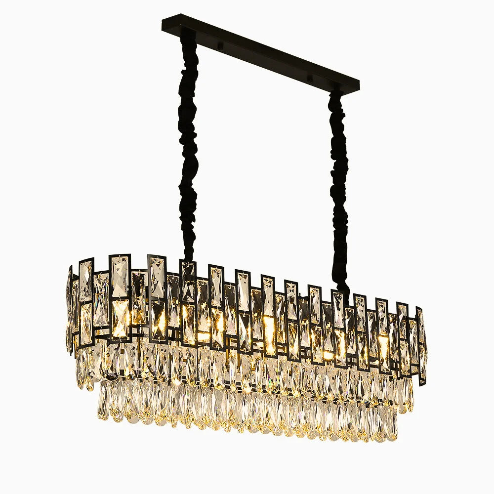 black chandelier dining room