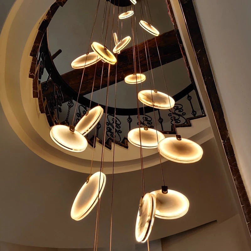Marble Chandelier-Luxury Living Room Chandelier for High Ceilings