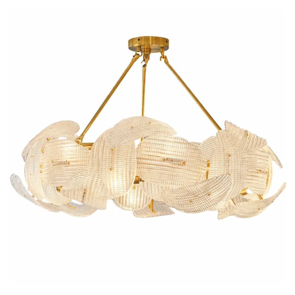 Floe Luxury Glass Gold Chandelier for Living Room & Dining Room