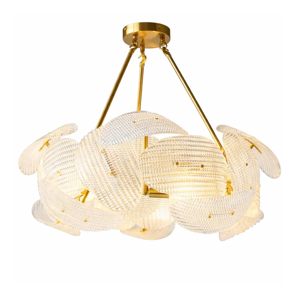 Floe Luxury Glass Gold Chandelier for Living Room & Dining Room