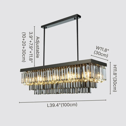 Morning Luxury Rectangular Crystal Chandelier for Dining Room