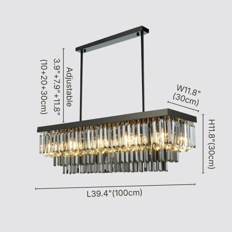 Morning Luxury Rectangular Crystal Chandelier for Dining Room