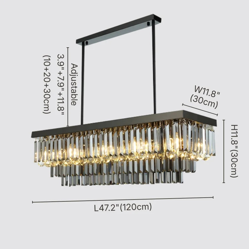 Morning Luxury Rectangular Crystal Chandelier for Dining Room
