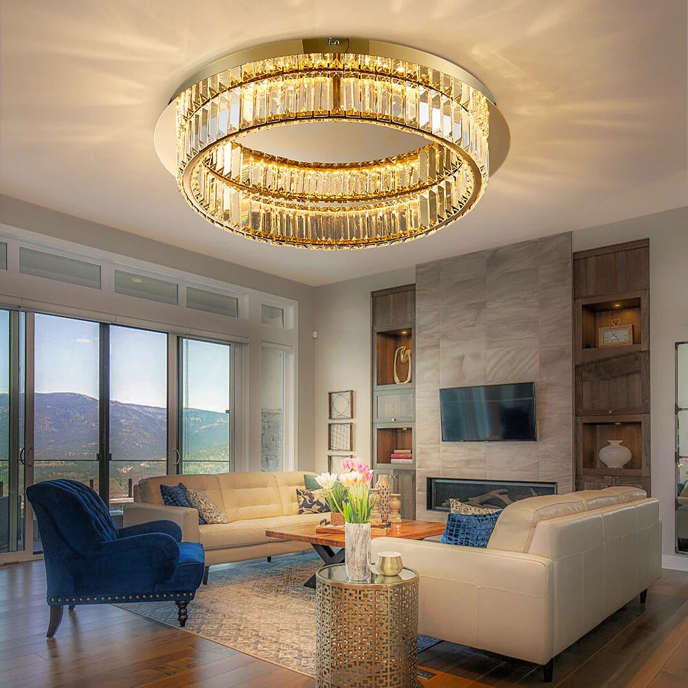 gold crystal ceiling lamp