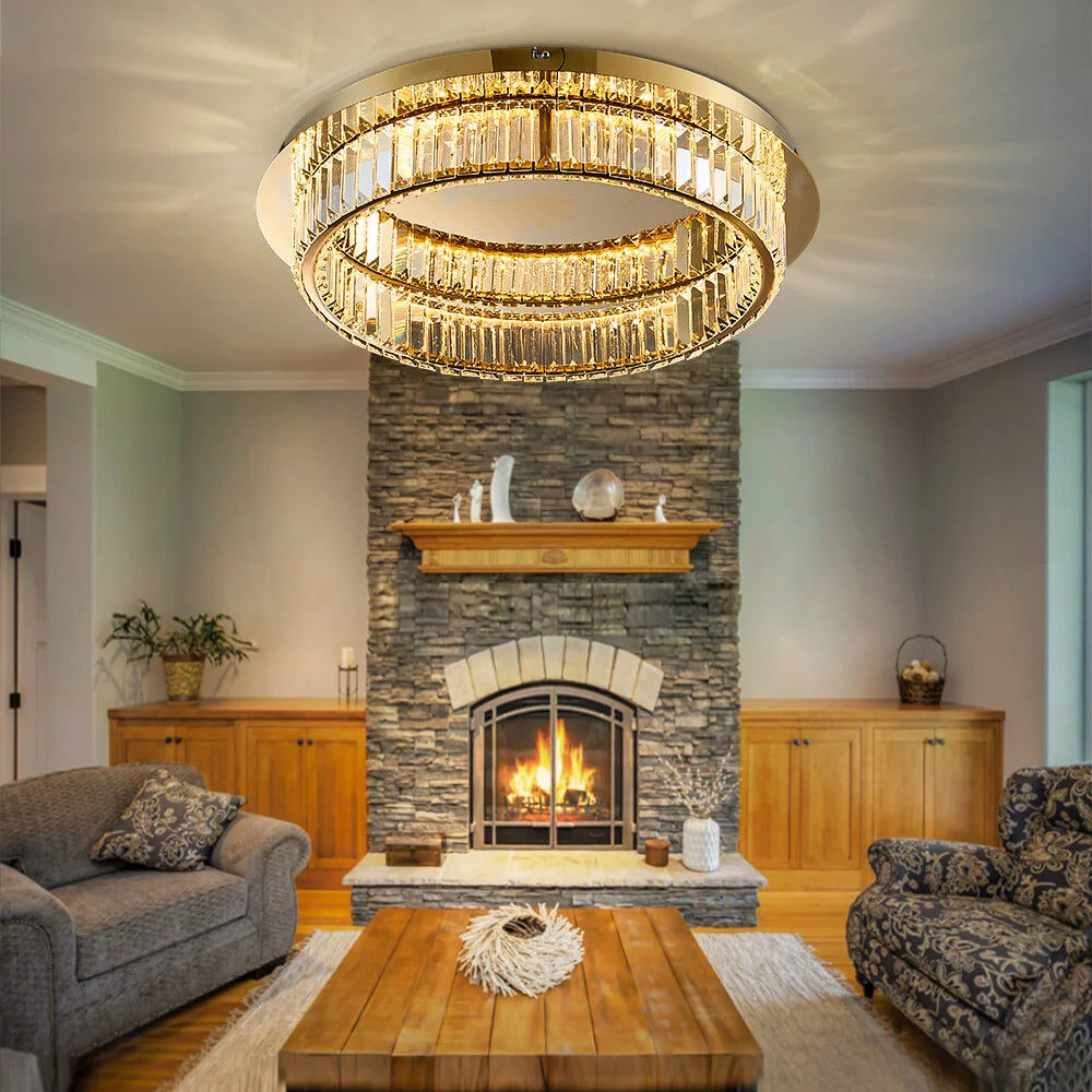 gold crystal ceiling lamp