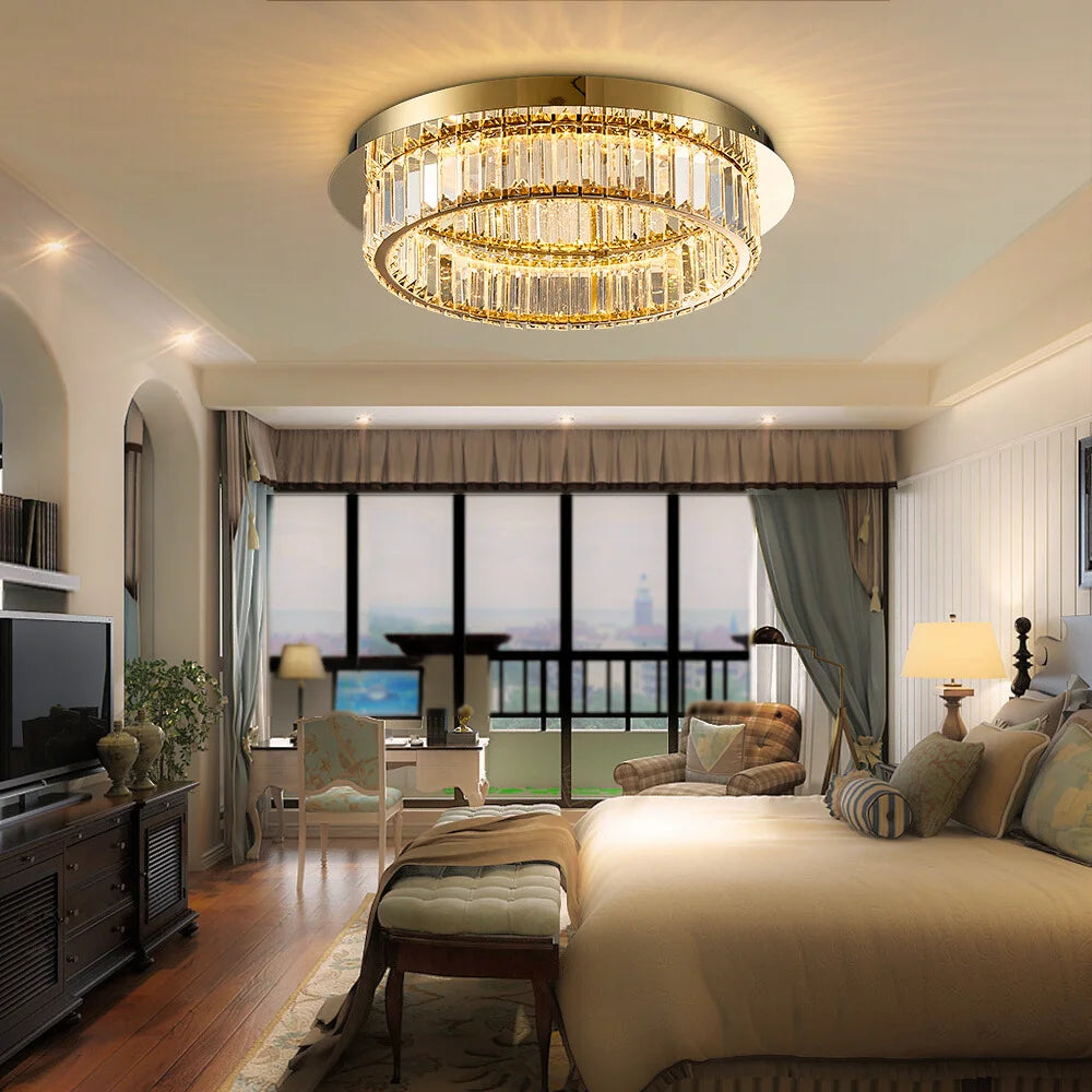gold crystal ceiling lamp