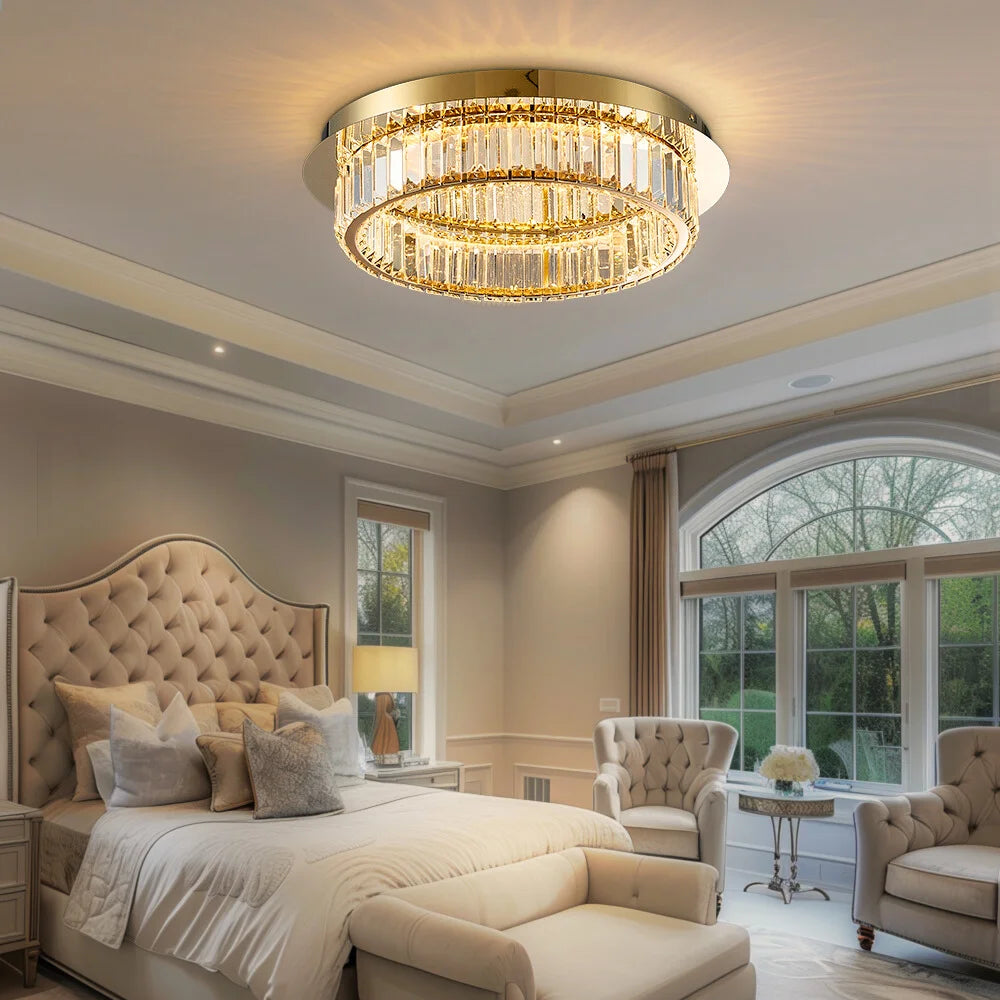 gold crystal ceiling lamp