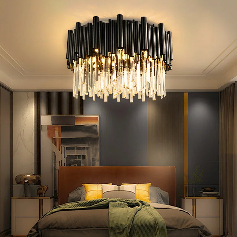 modern black crystal chandelier for ceiling