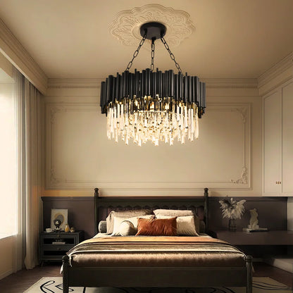 Nocturne Chandelier-Luxury Modern Living Room Black Crystal Light Fixture