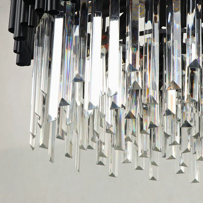 Nocturne Chandelier-Luxury Modern Living Room Black Crystal Light Fixture Detail