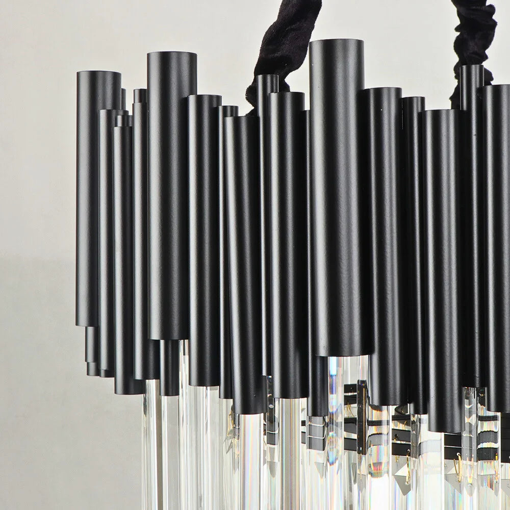 Nocturne Chandelier-Luxury Modern Living Room Black Crystal Light Fixture Detail