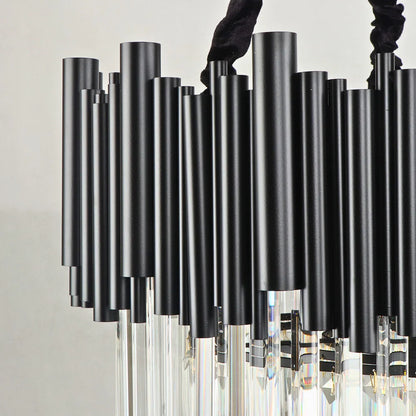 Nocturne Chandelier-Luxury Modern Living Room Black Crystal Light Fixture Detail