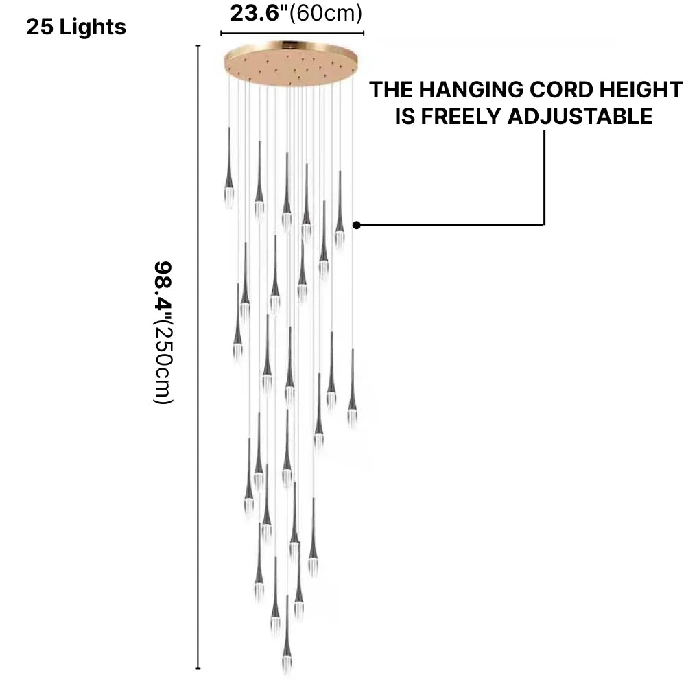 spiral design staircase chandelier lighting