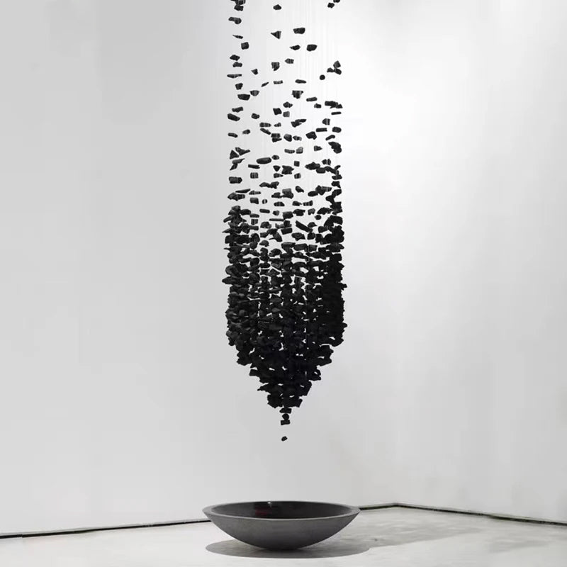 Nyx Chandelier-Creative Design Long Black Stone Entryway Lighting