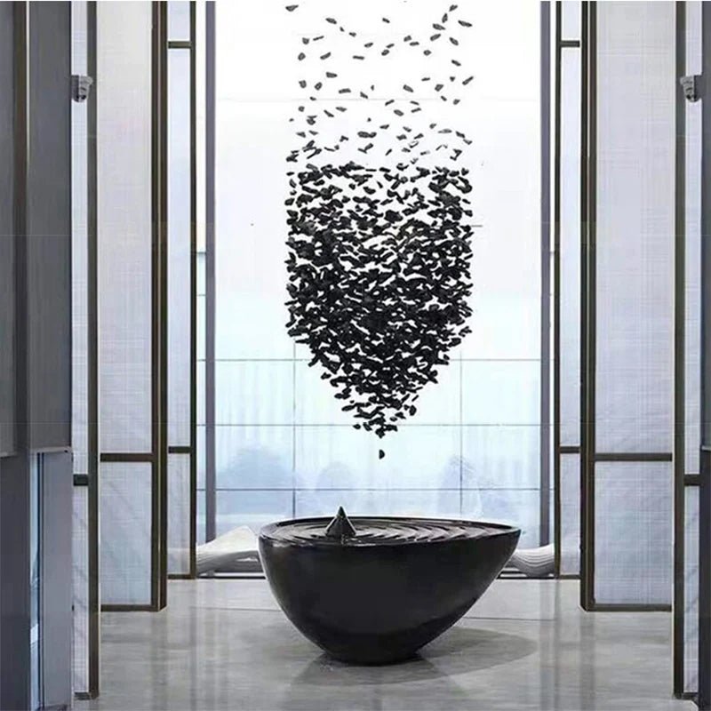 Nyx Chandelier-Creative Design Long Black Stone Entryway Lighting