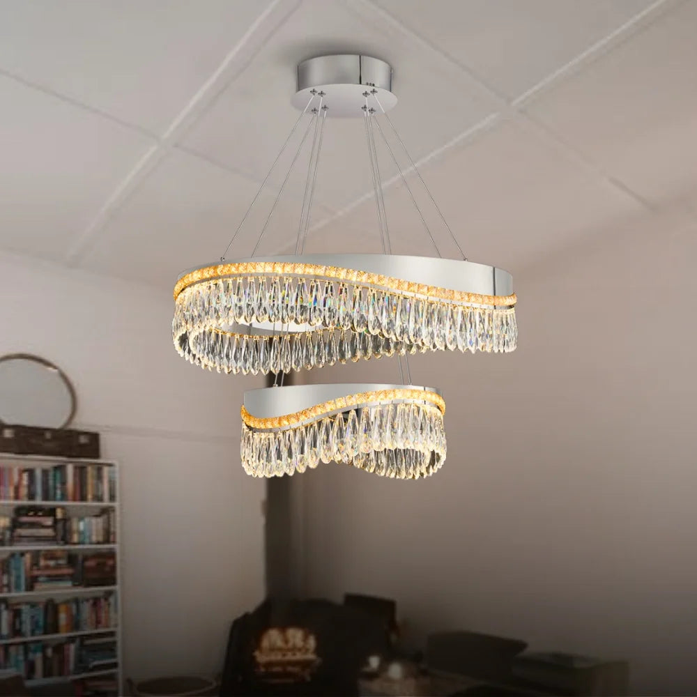 Onda Modern Chrome Chandelier