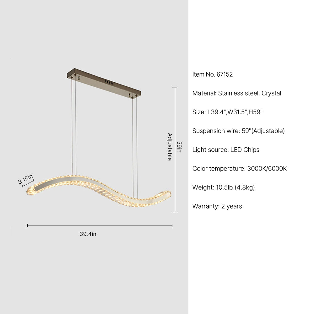 Ophelia Chandelier-Modern Dining Room LED Hanging Light Fixtures SKU-39.4"