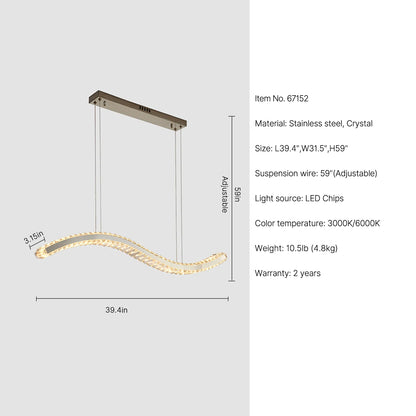 Ophelia Chandelier-Modern Dining Room LED Hanging Light Fixtures SKU-39.4"