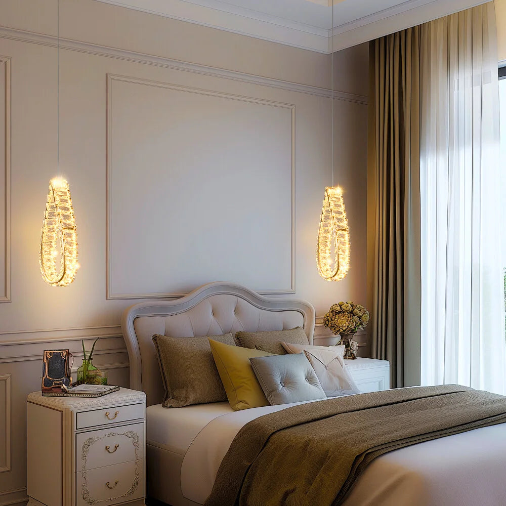 bedside crystal hang lamp