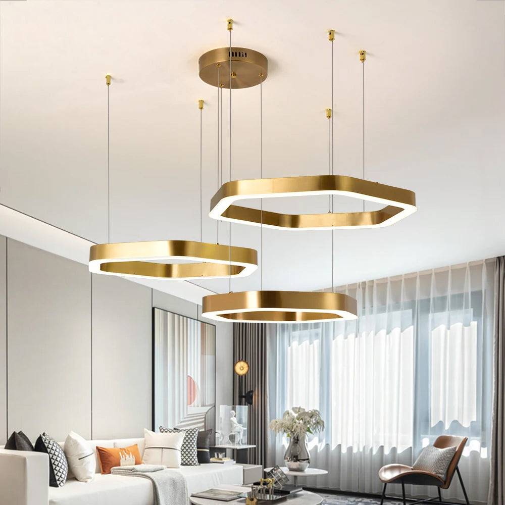 Oris chandelier-Contemporary Dimmable Gold LED Chandelier