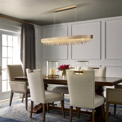 Oval Pendant Light-Luxury Black/Gold Oval Crystal Hanging Lamp For Dining
Room