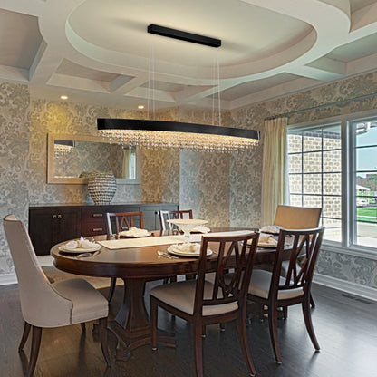 Oval Pendant Light-Luxury Black/Gold Oval Crystal Hanging Lamp For Dining
Room