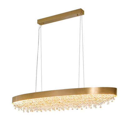 Oval Pendant Light-Luxury Black/Gold Oval Crystal Hanging Lamp For Dining
Room