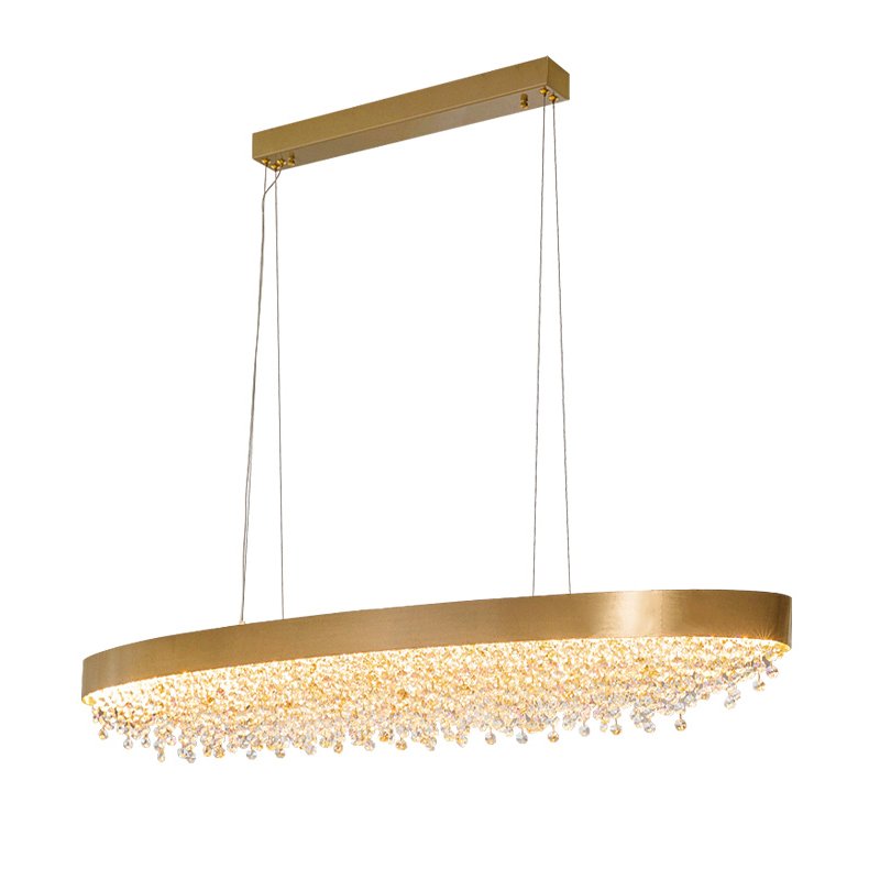 Oval Pendant Light-Luxury Black/Gold Oval Crystal Hanging Lamp For Dining
Room