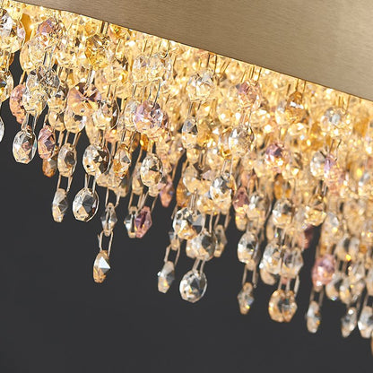 Oval Pendant Light-Luxury Black/Gold Oval Crystal Hanging Lamp For Dining
Room Detail
