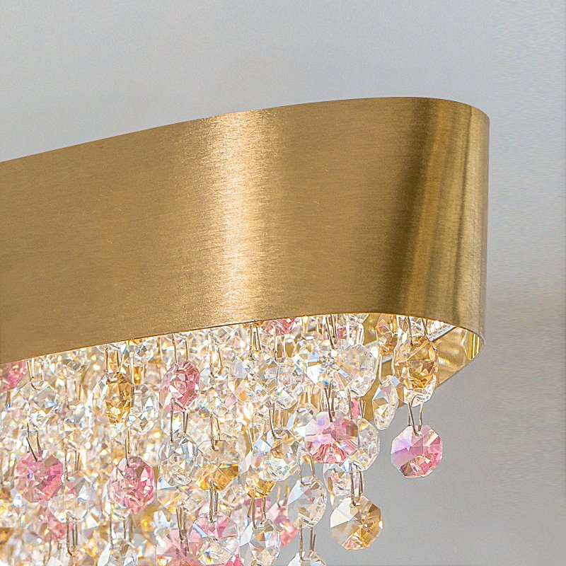 Oval Pendant Light-Luxury Black/Gold Oval Crystal Hanging Lamp For Dining
Room Detail