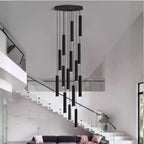 Pilar Modern LED Spiral Staircase Chandelier for Tall Foyers & Stairwells
