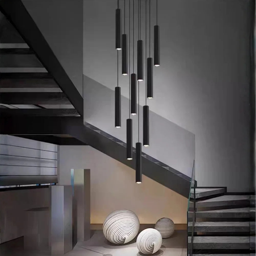Pilar Modern LED Spiral Staircase Chandelier for Tall Foyers & Stairwells