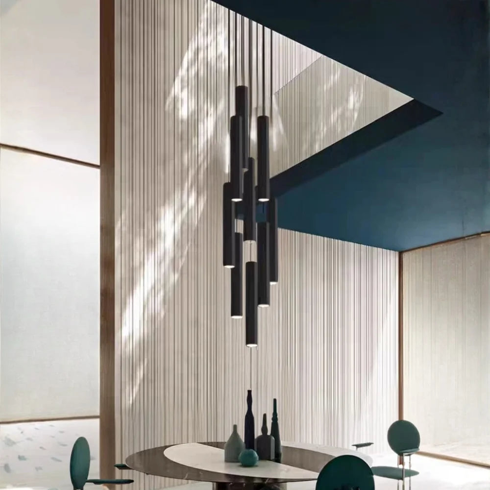 Pilar Modern LED Spiral Staircase Chandelier for Tall Foyers & Stairwells