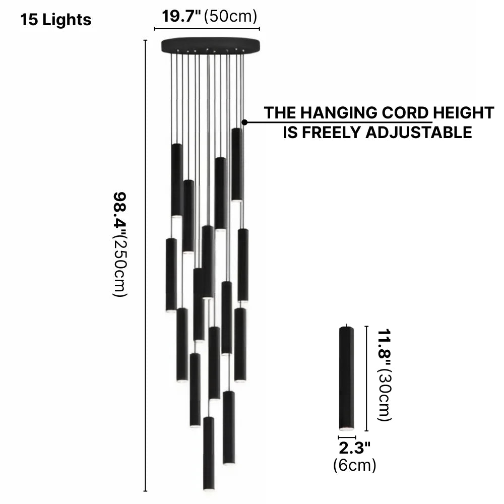 Pilar Modern LED Spiral Staircase Chandelier for Tall Foyers & Stairwells