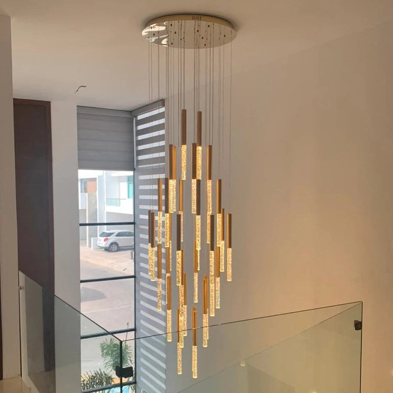 Rayne Chandelier-Large Staircase LED Crystal Light Fixture