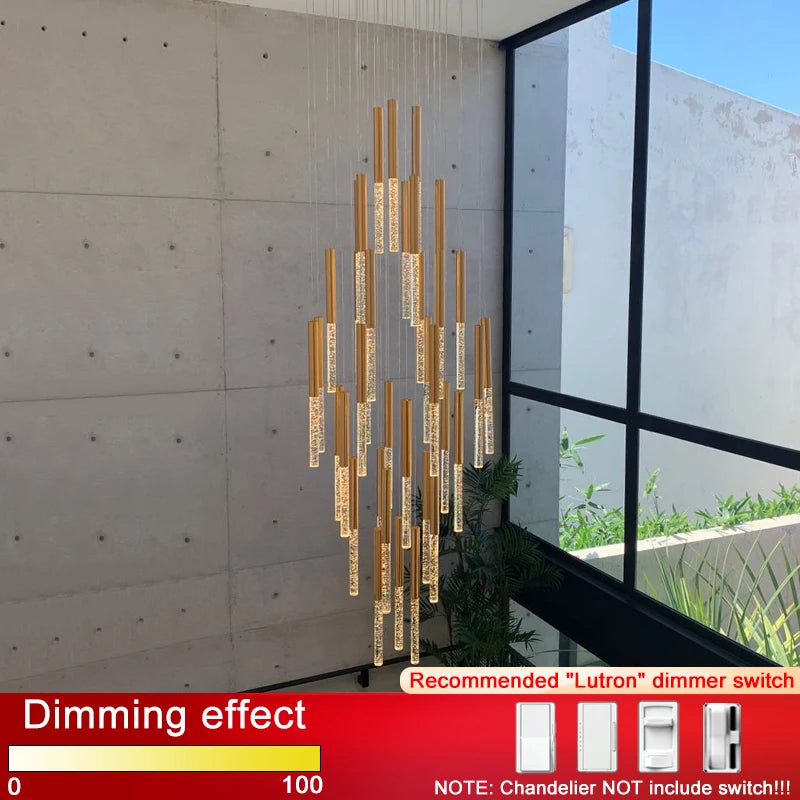 Rayne Chandelier-Large Staircase LED Crystal Light Fixture