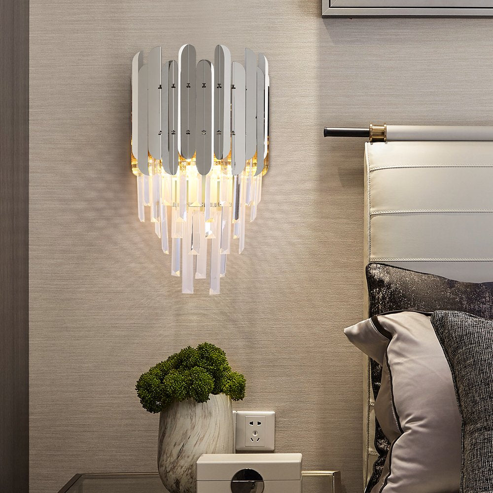 Reflex Sconce-Luxury Gold/Chrome Crystal Wall Sconces For Bedroom 