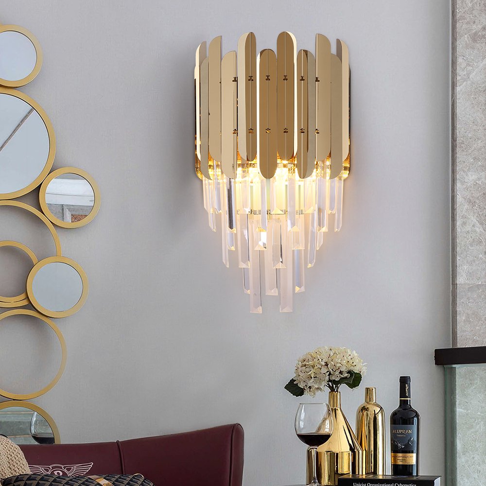 Reflex Sconce-Luxury Gold/Chrome Crystal Wall Sconces For Bedroom